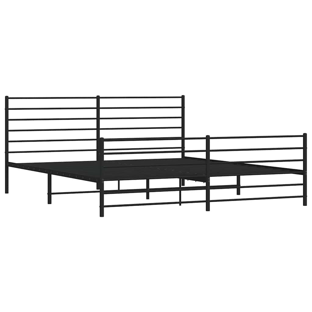 Metal Bed Frame without Mattress with Footboard Black 183x213cm