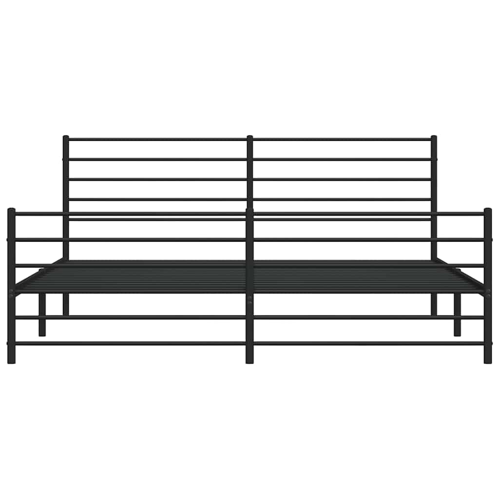 Metal Bed Frame without Mattress with Footboard Black 183x213cm