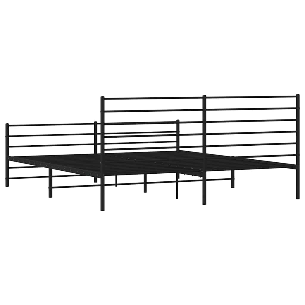 Metal Bed Frame without Mattress with Footboard Black 183x213cm