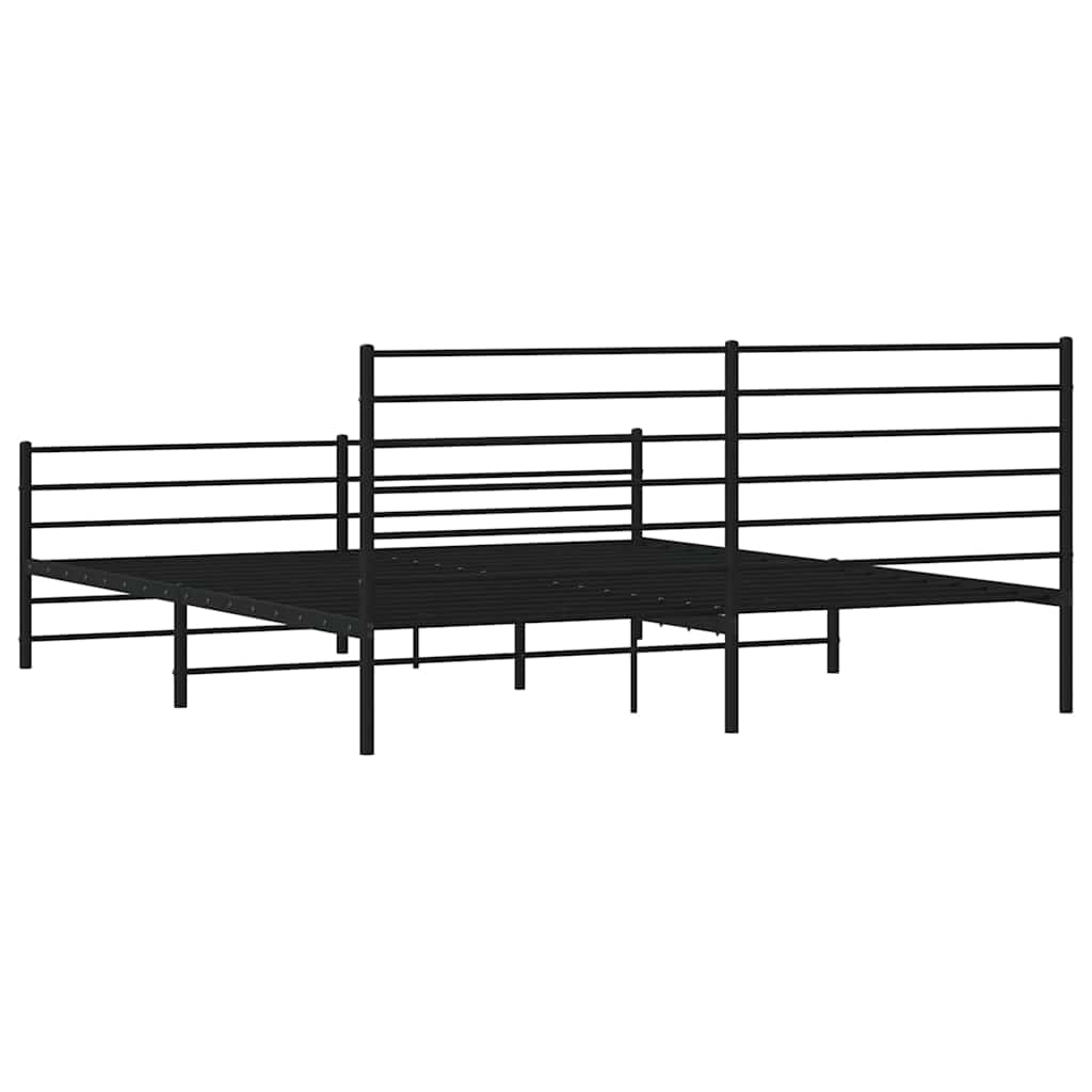 Metal Bed Frame without Mattress with Footboard Black 193x203cm