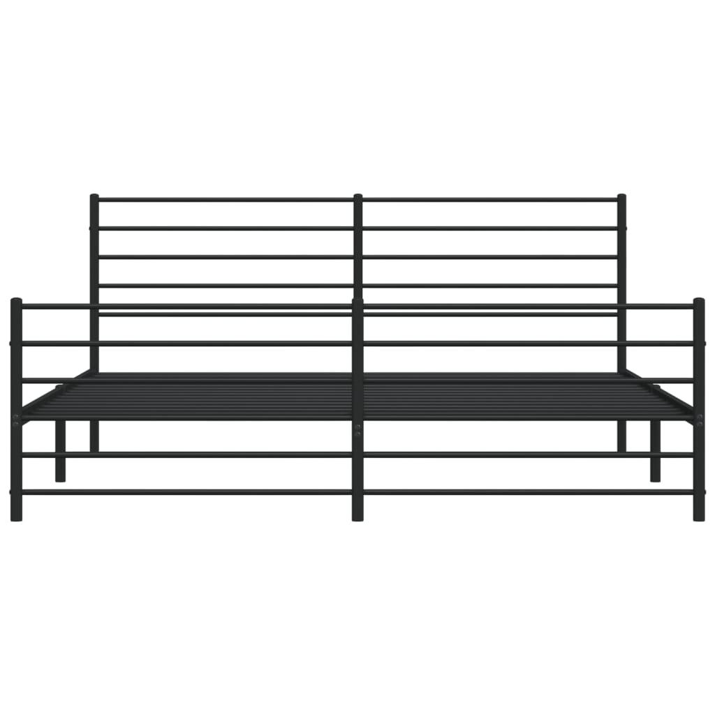 Metal Bed Frame without Mattress with Footboard Black 200x200cm