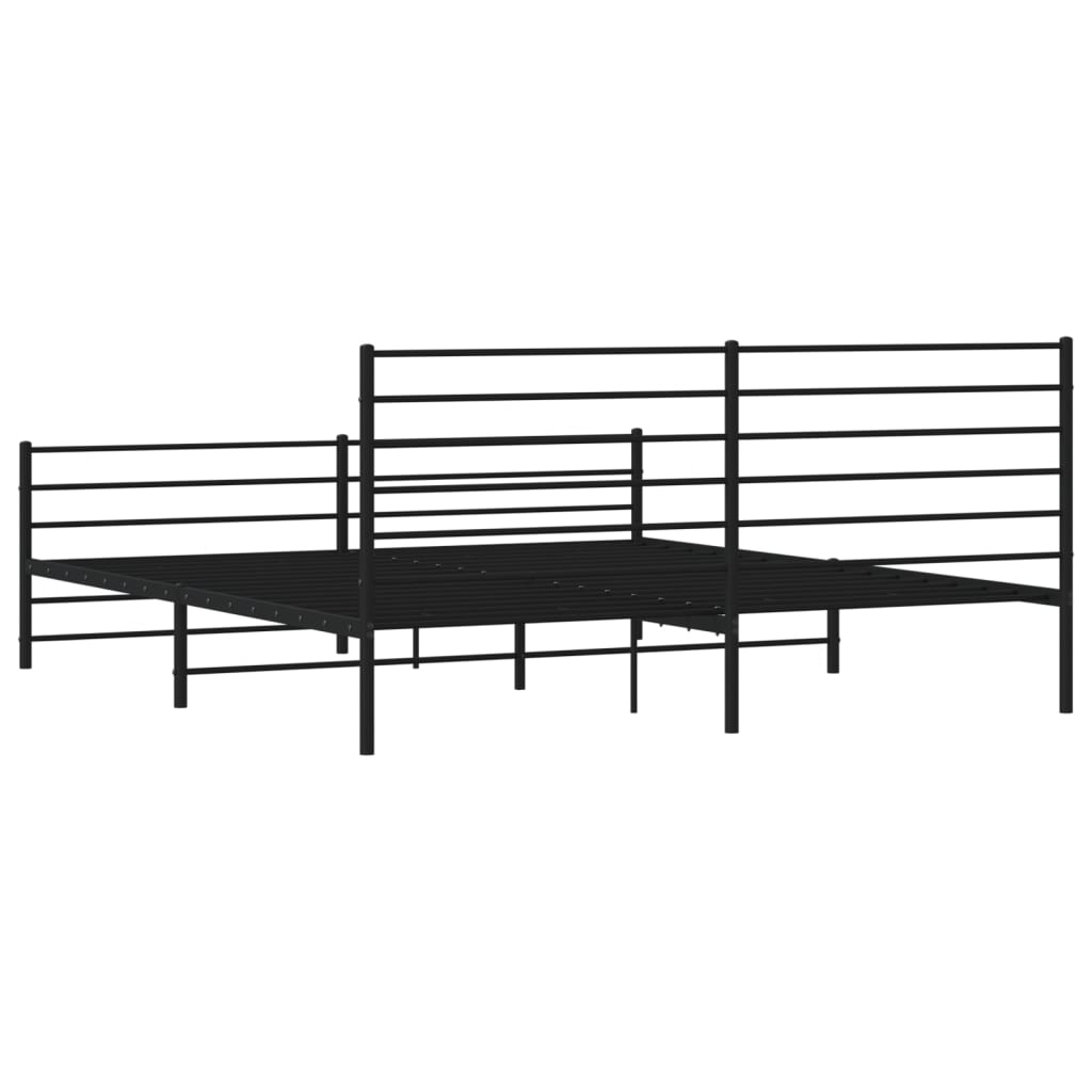 Metal Bed Frame without Mattress with Footboard Black 200x200cm