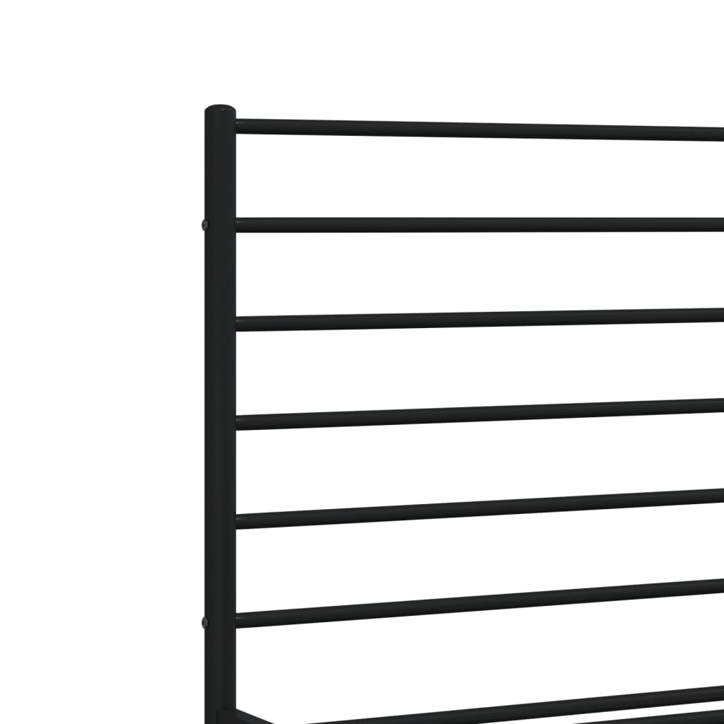 Metal Bed Frame without Mattress with Footboard Black 200x200cm
