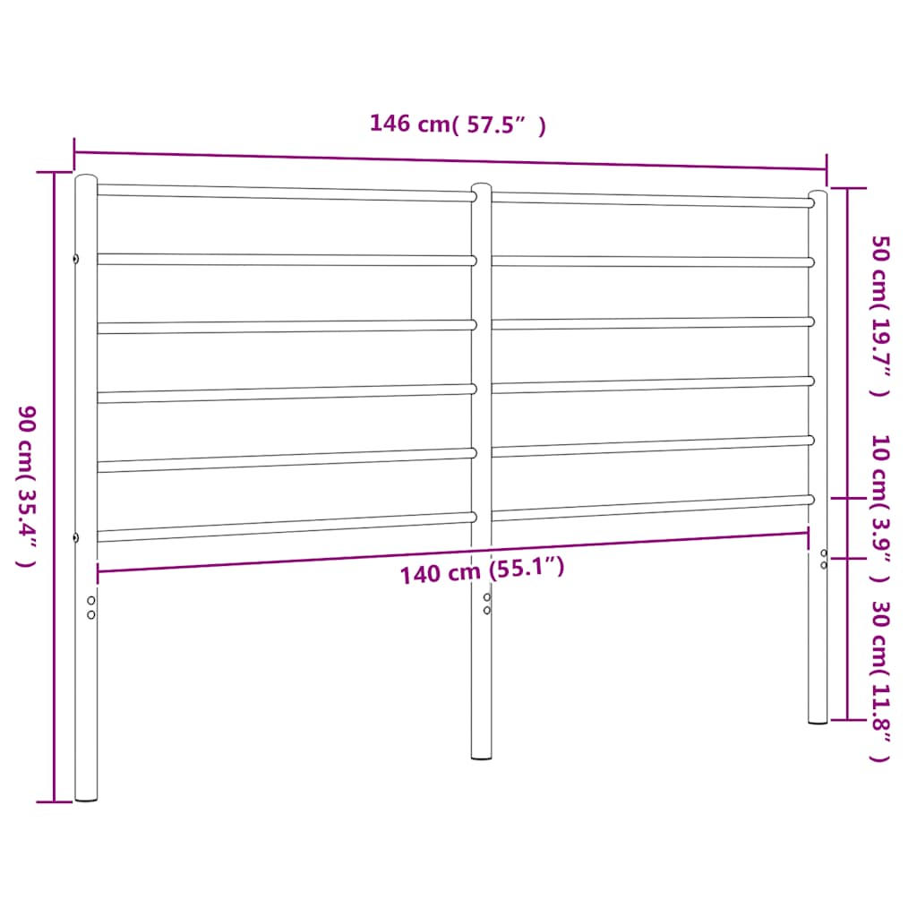Metal Headboard Black 140 cm