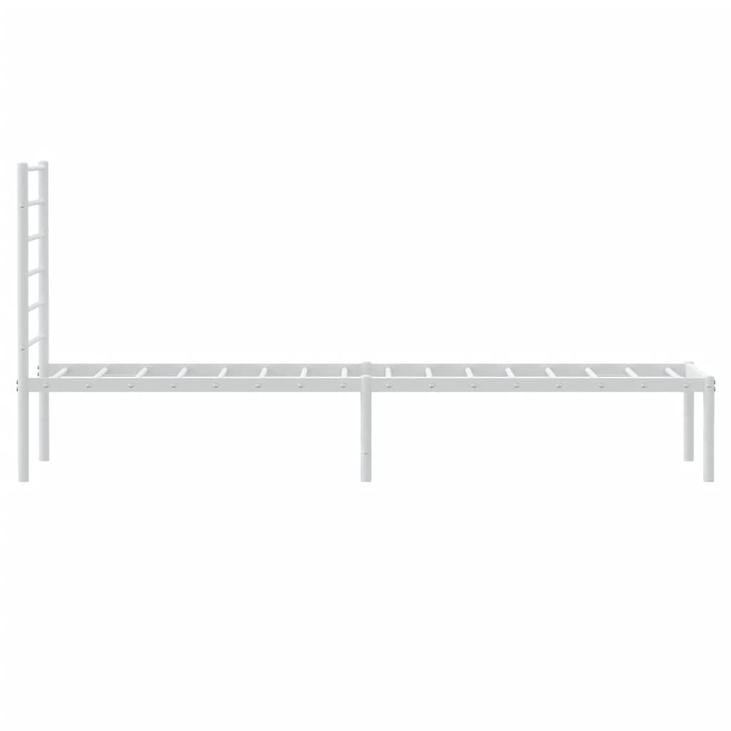 Metal Bed Frame without Mattress with Headboard White 75x190cm