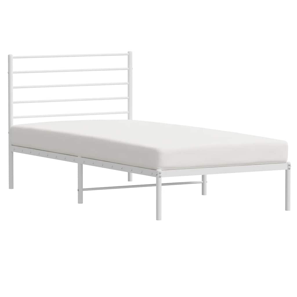 Metal Bed Frame without Mattress with Headboard White 80x200cm