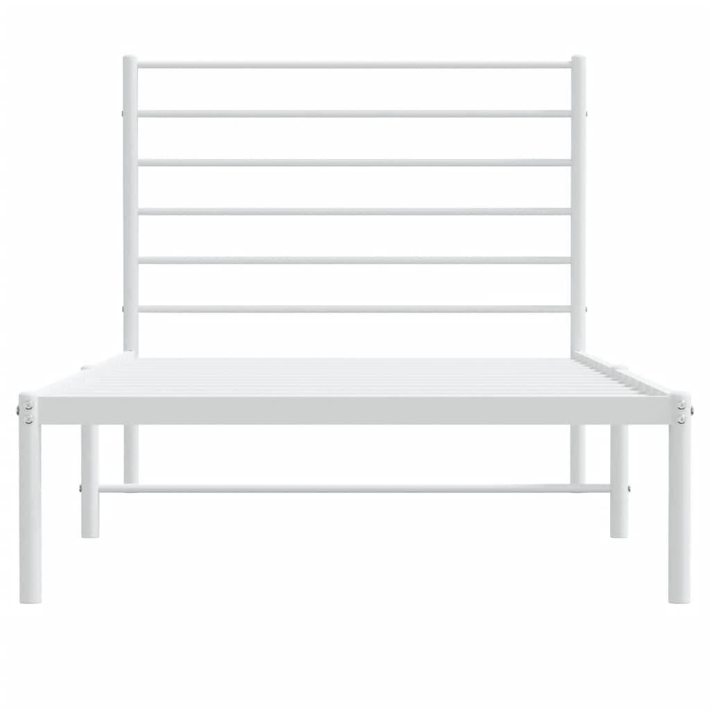 Metal Bed Frame without Mattress with Headboard White 80x200cm