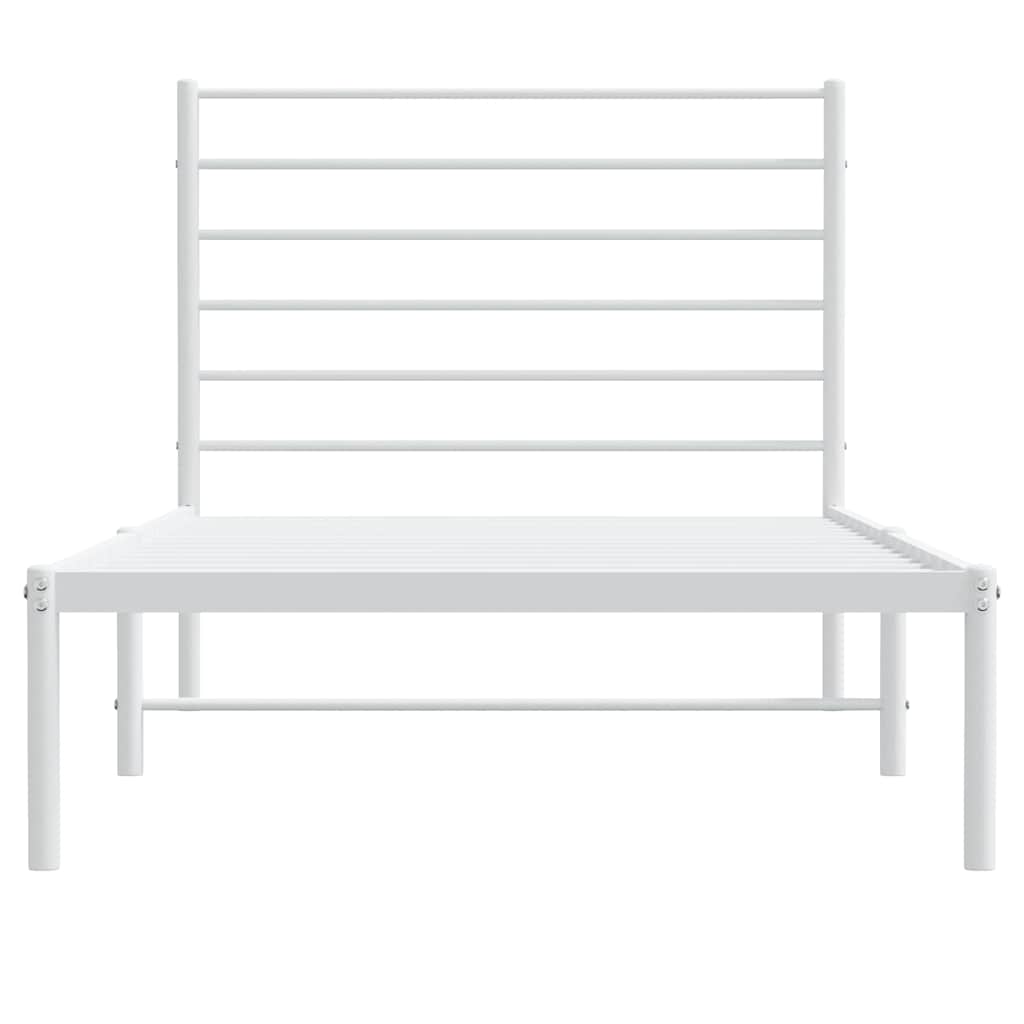 Metal Bed Frame without Mattress with Headboard White 90x190cm