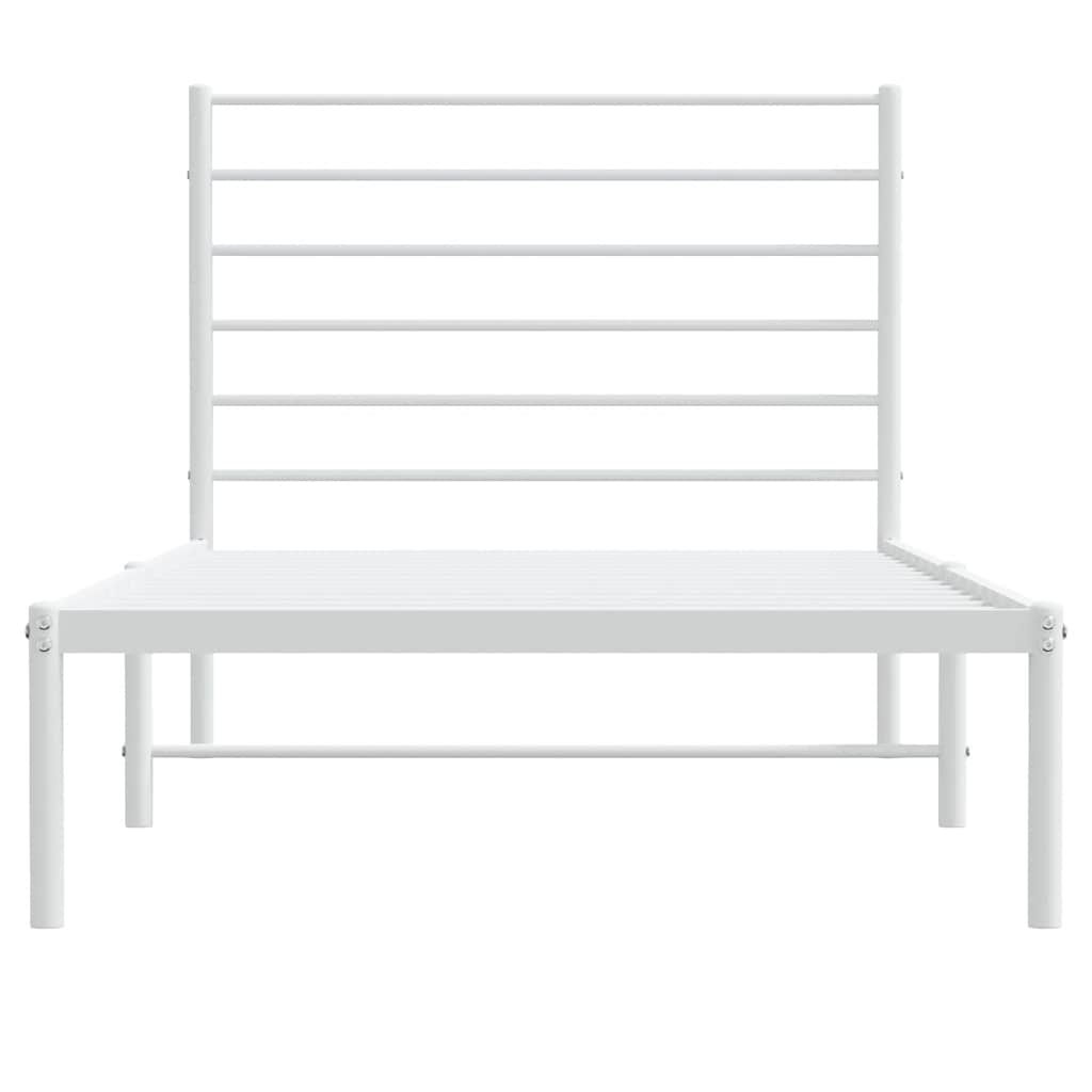 Metal Bed Frame without Mattress with Headboard White 100x190cm