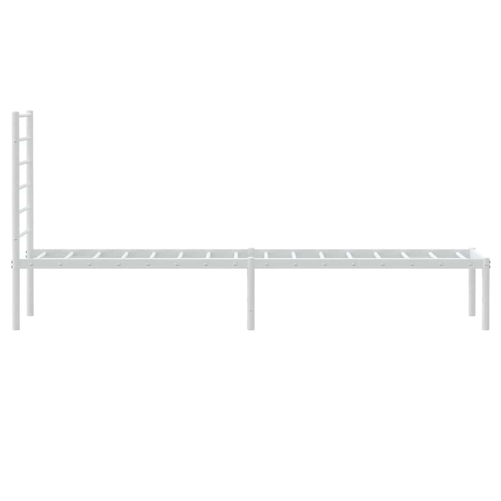 Metal Bed Frame without Mattress with Headboard White 100x190cm