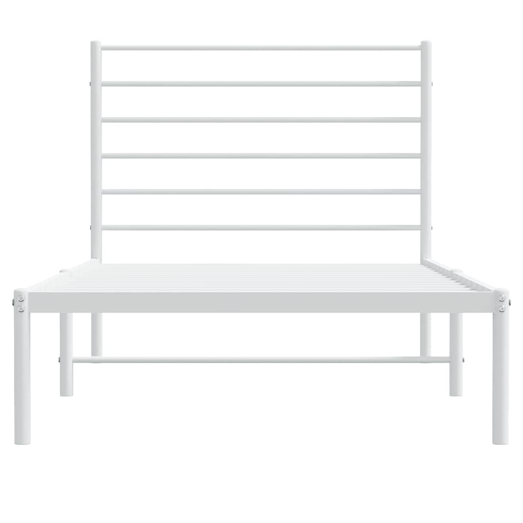 Metal Bed Frame without Mattress with Headboard White 100x200cm