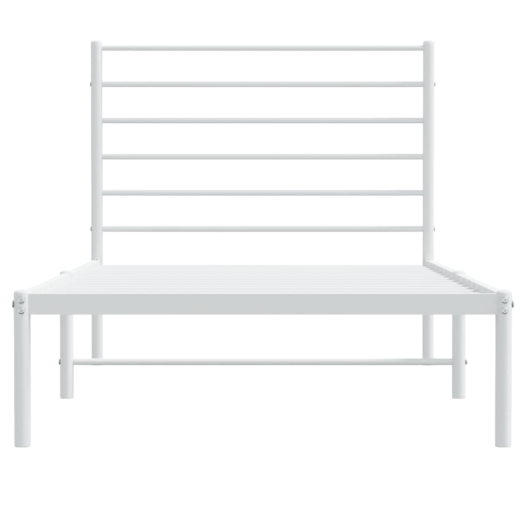 Metal Bed Frame without Mattress with Headboard White 107x203cm