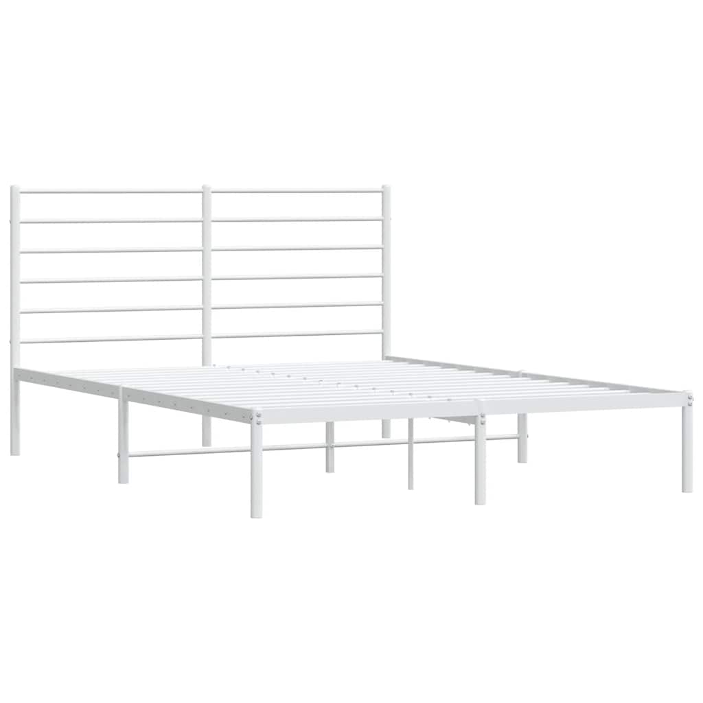 Metal Bed Frame without Mattress with Headboard White 120x190cm