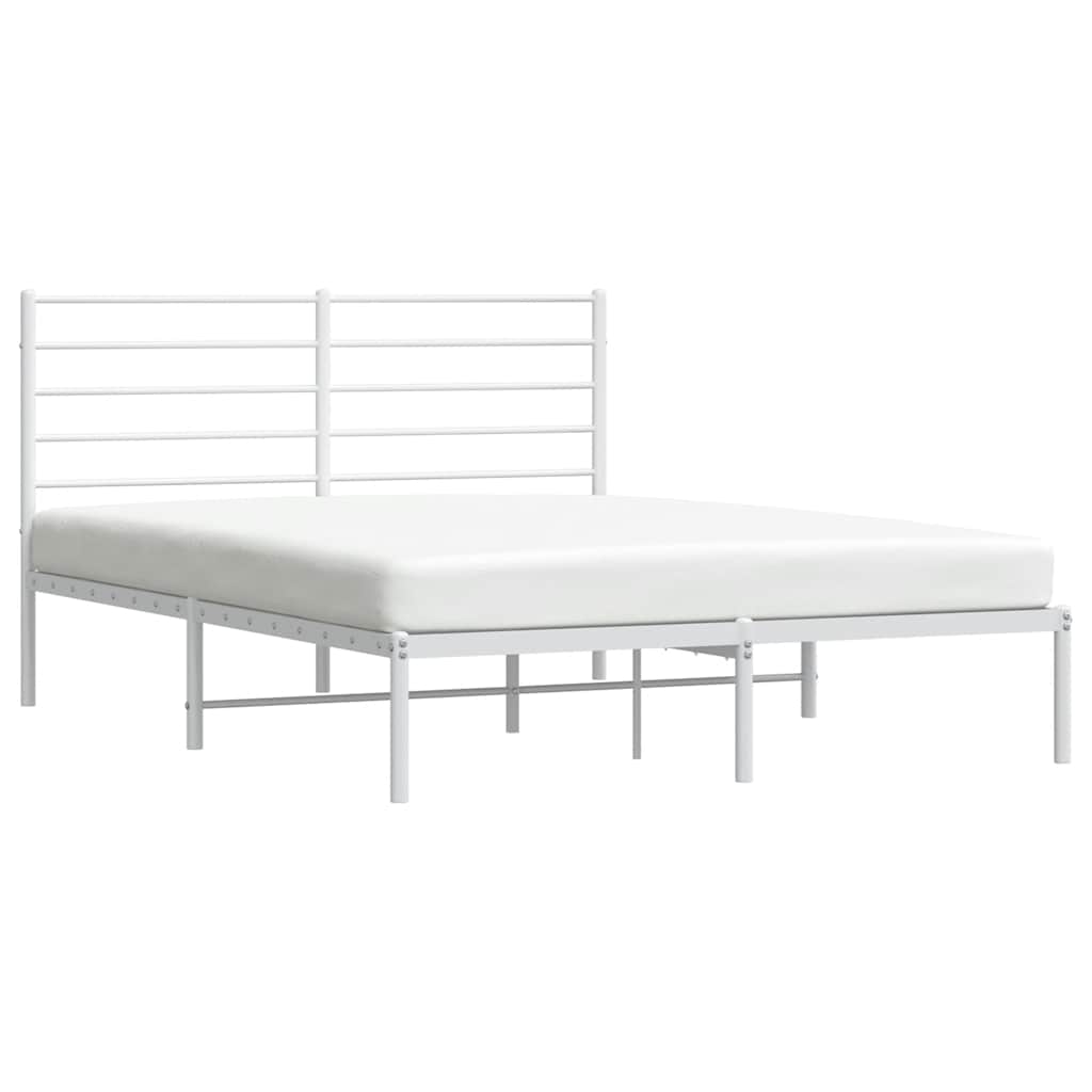 Metal Bed Frame without Mattress with Headboard White 120x190cm