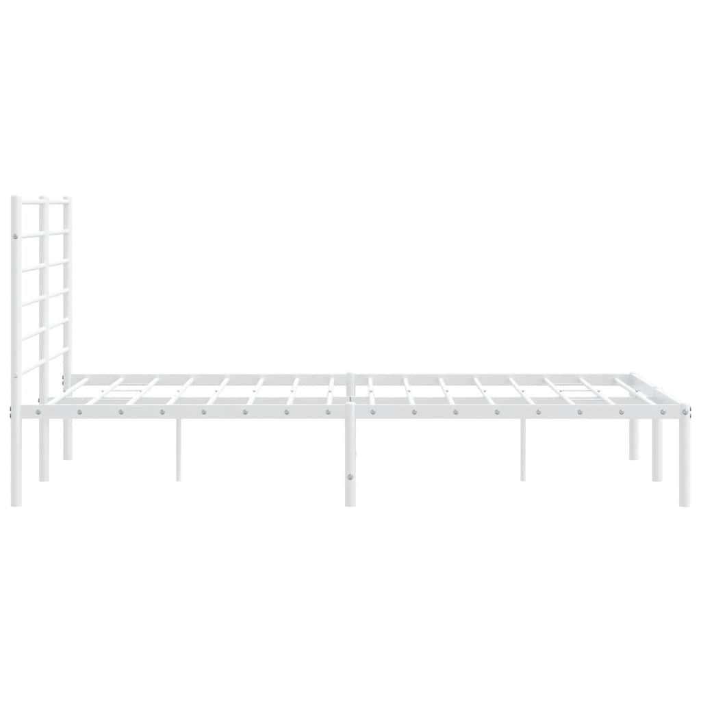 Metal Bed Frame without Mattress with Headboard White 120x190cm