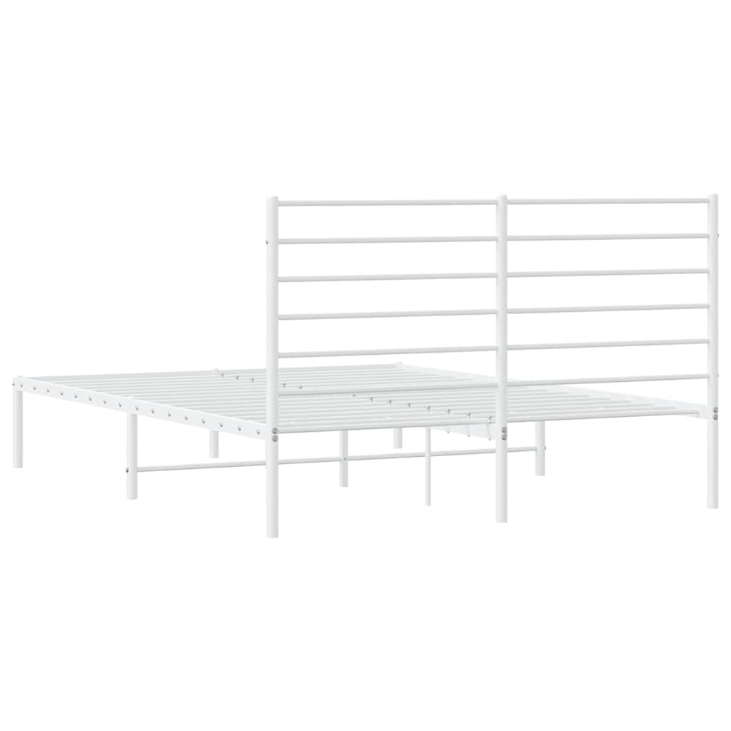 Metal Bed Frame without Mattress with Headboard White 120x190cm