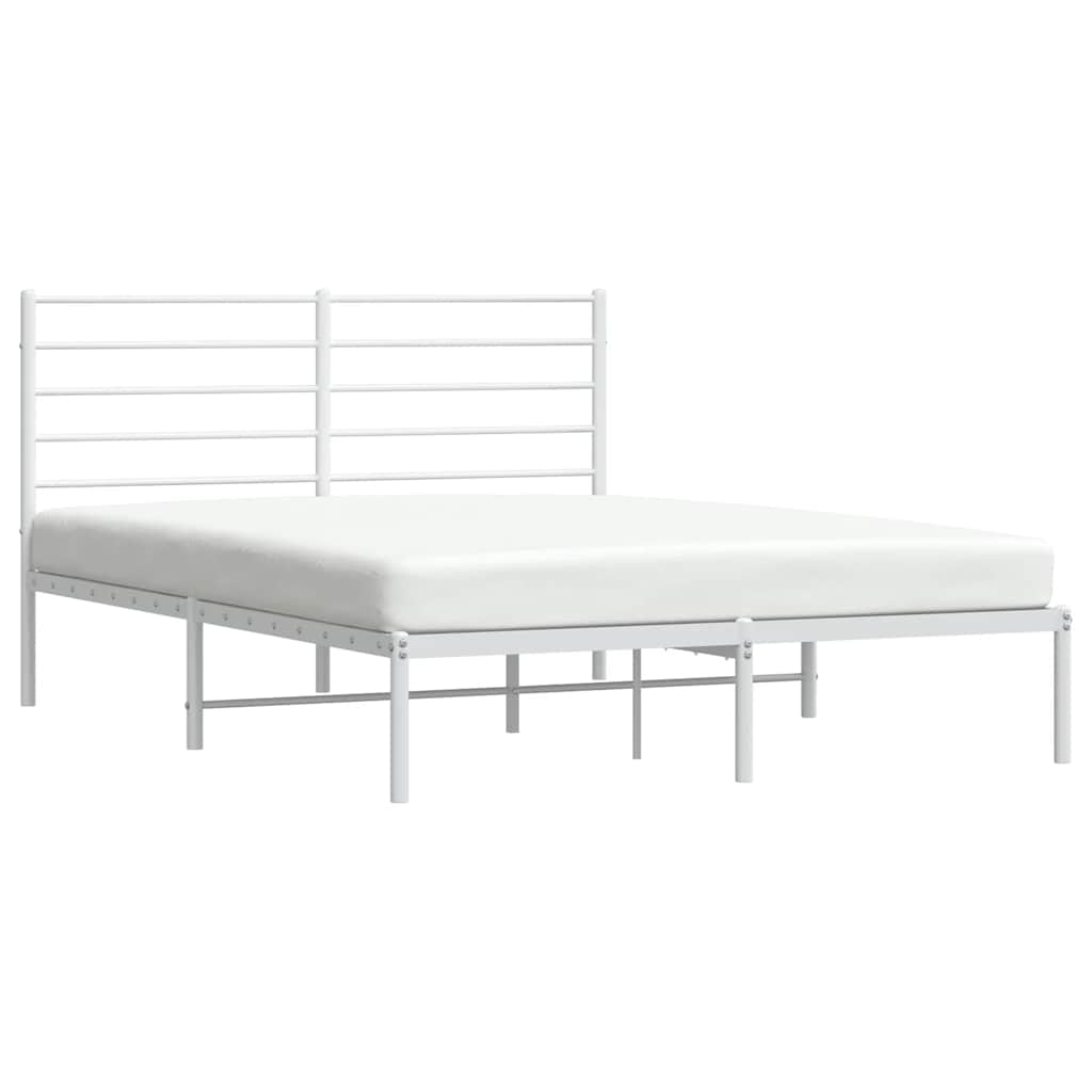 Metal Bed Frame without Mattress with Headboard White 120x200cm