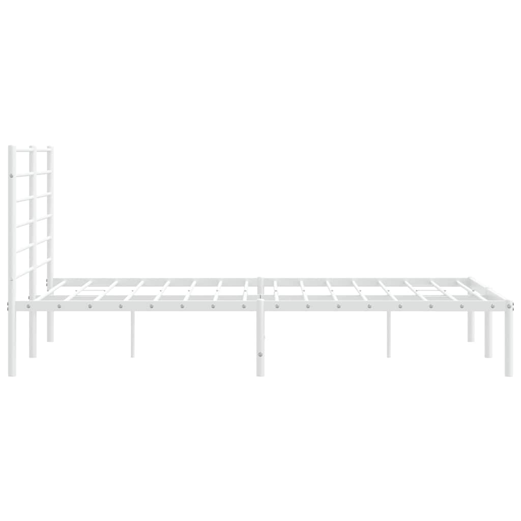 Metal Bed Frame without Mattress with Headboard White 120x200cm