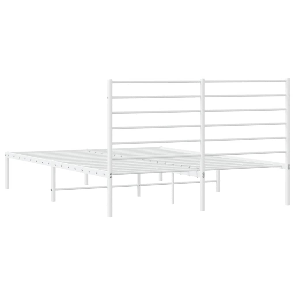 Metal Bed Frame without Mattress with Headboard White 120x200cm