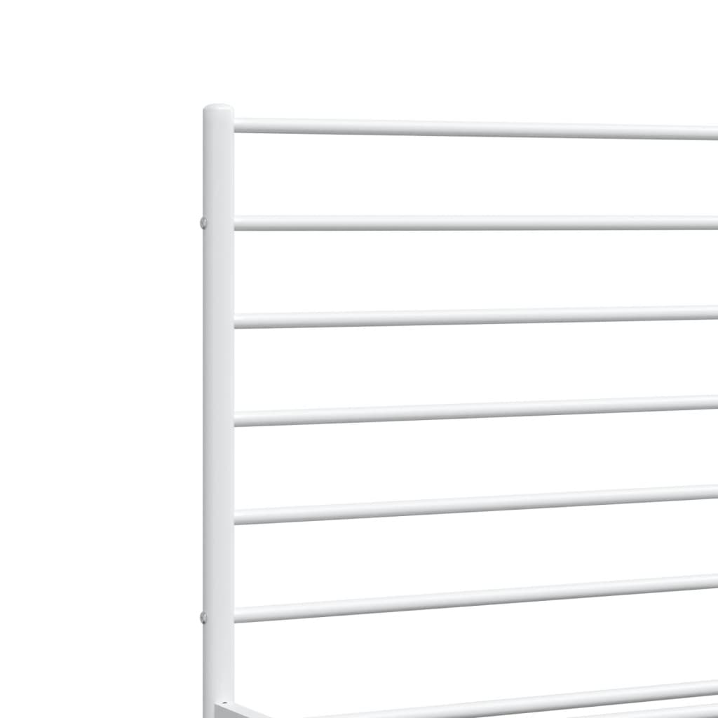 Metal Bed Frame without Mattress with Headboard White 140x190cm