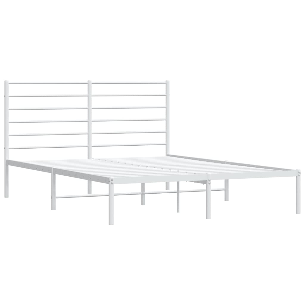 Metal Bed Frame without Mattress with Headboard White 140x200cm