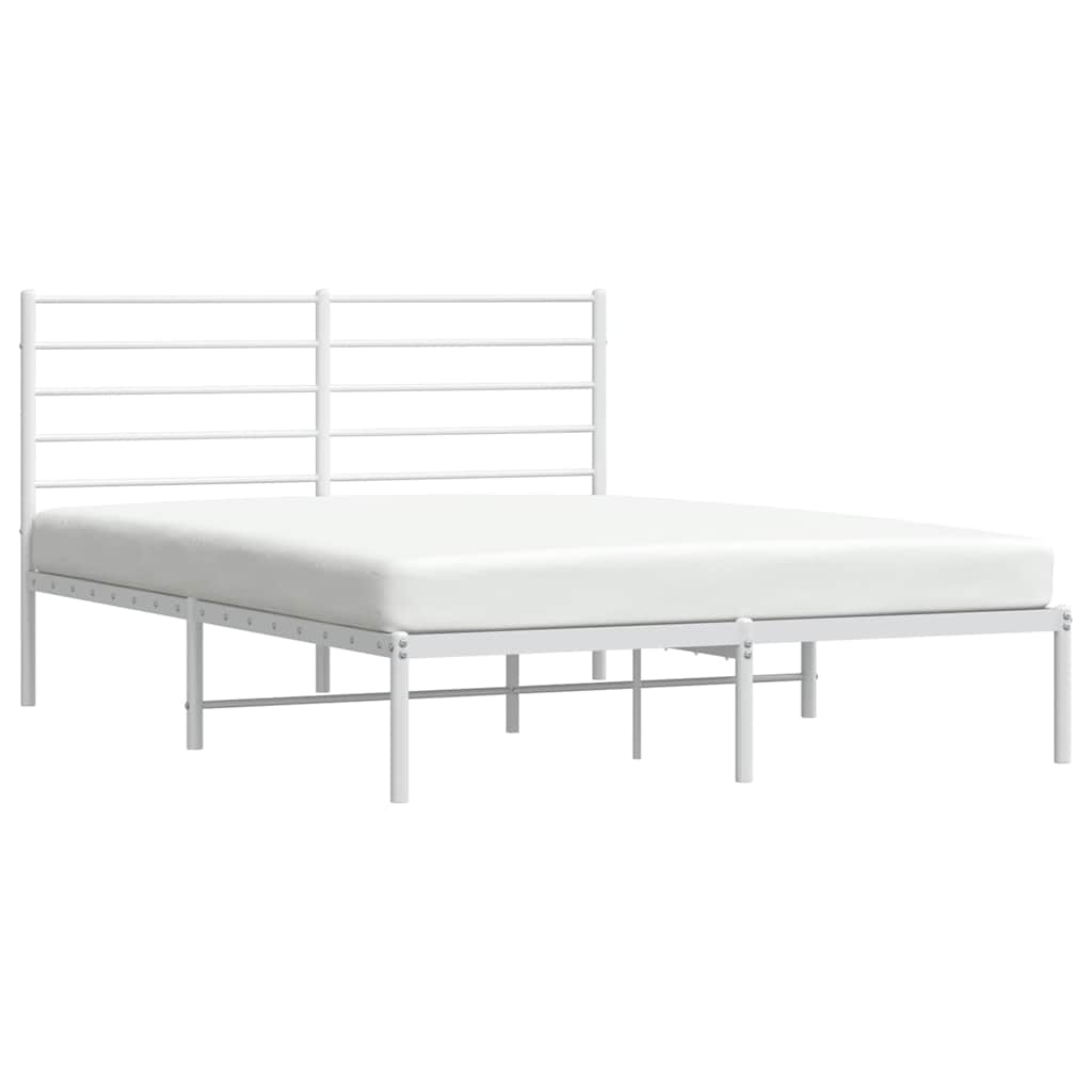 Metal Bed Frame without Mattress with Headboard White 140x200cm