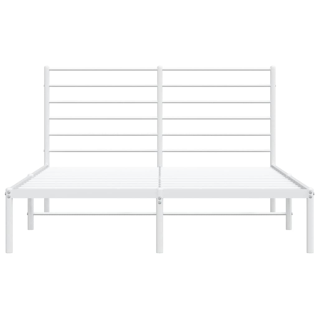Metal Bed Frame without Mattress with Headboard White 140x200cm