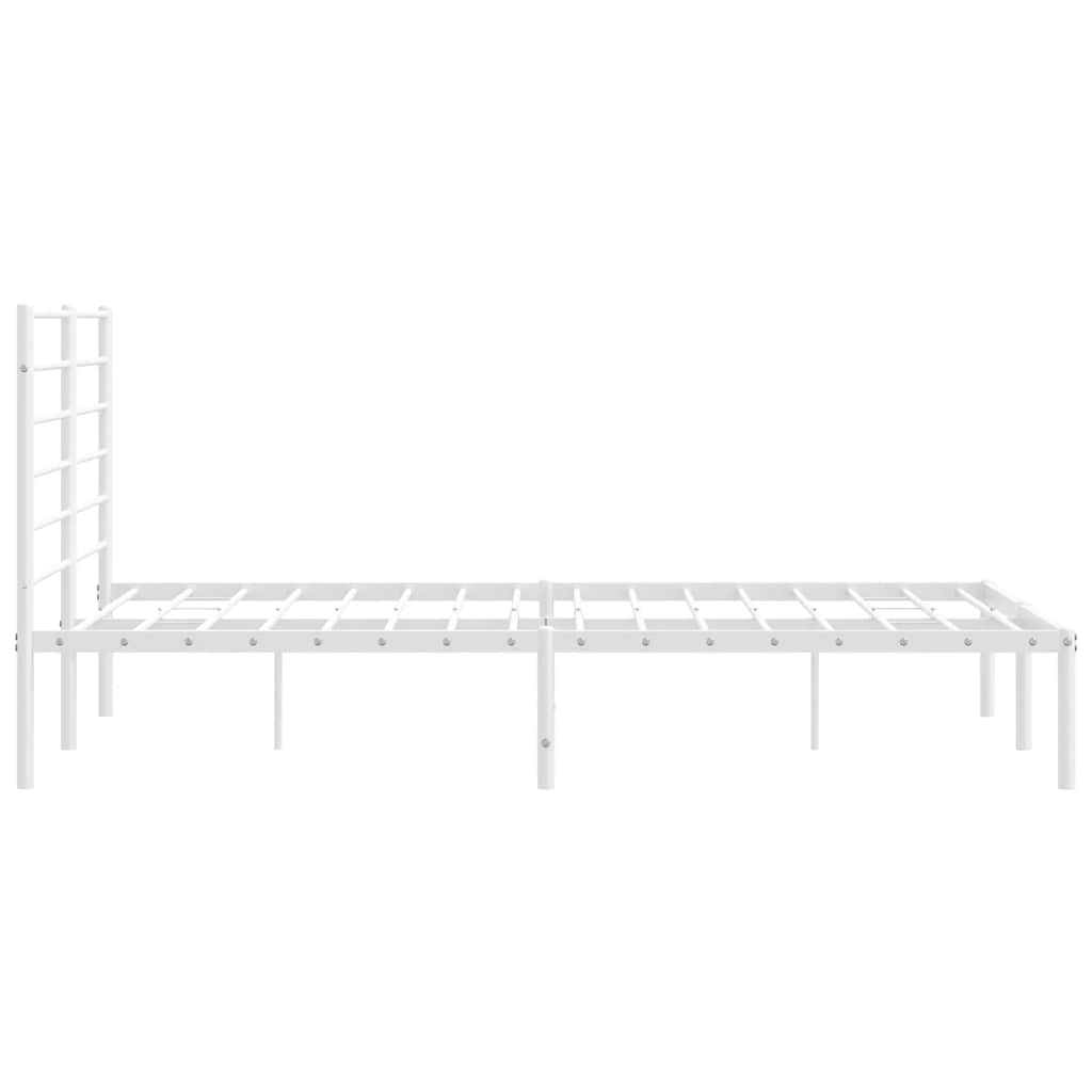 Metal Bed Frame without Mattress with Headboard White 140x200cm
