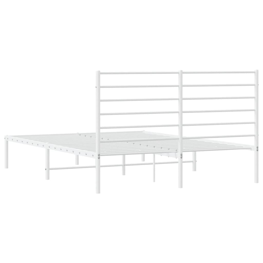 Metal Bed Frame without Mattress with Headboard White 140x200cm