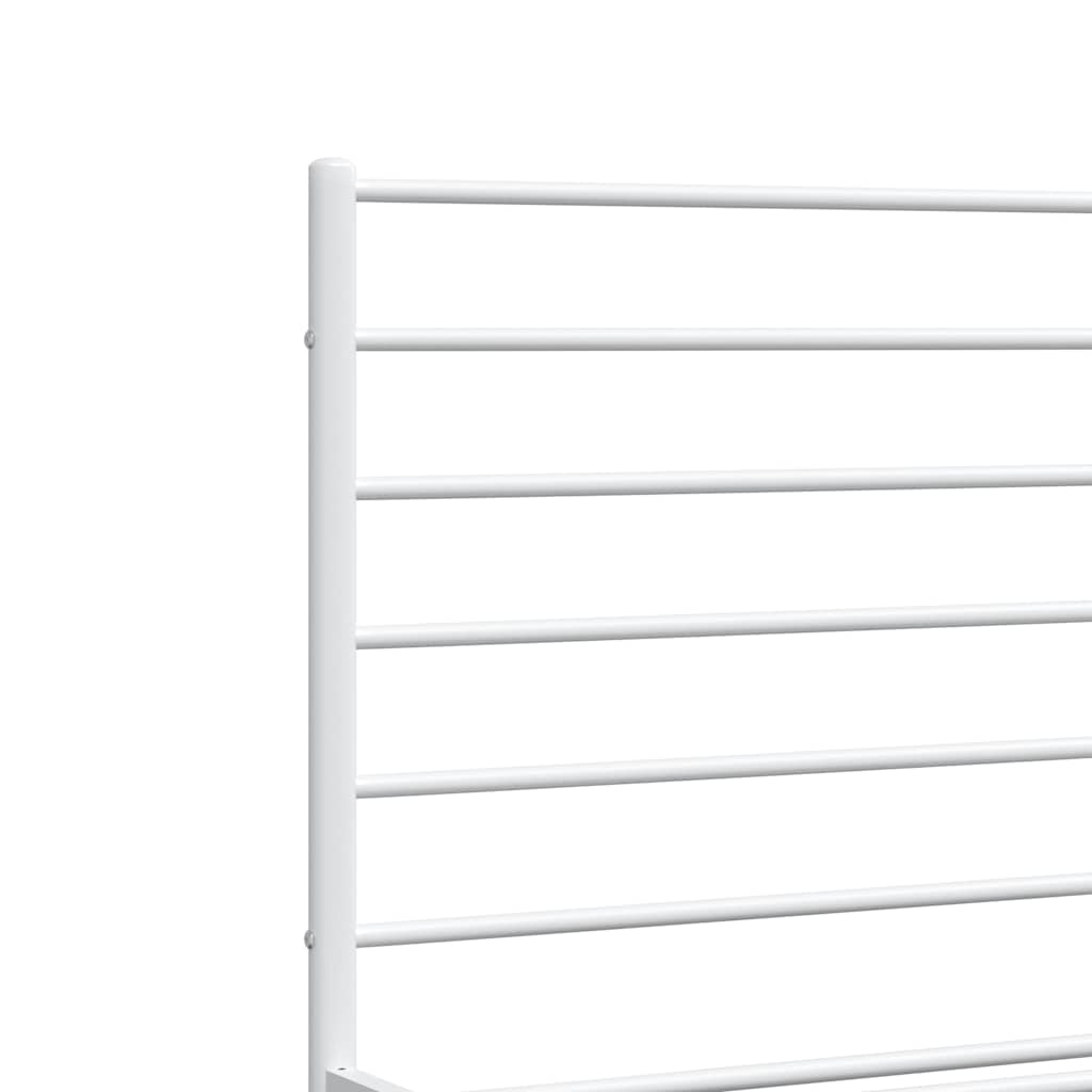 Metal Bed Frame without Mattress with Headboard White 140x200cm