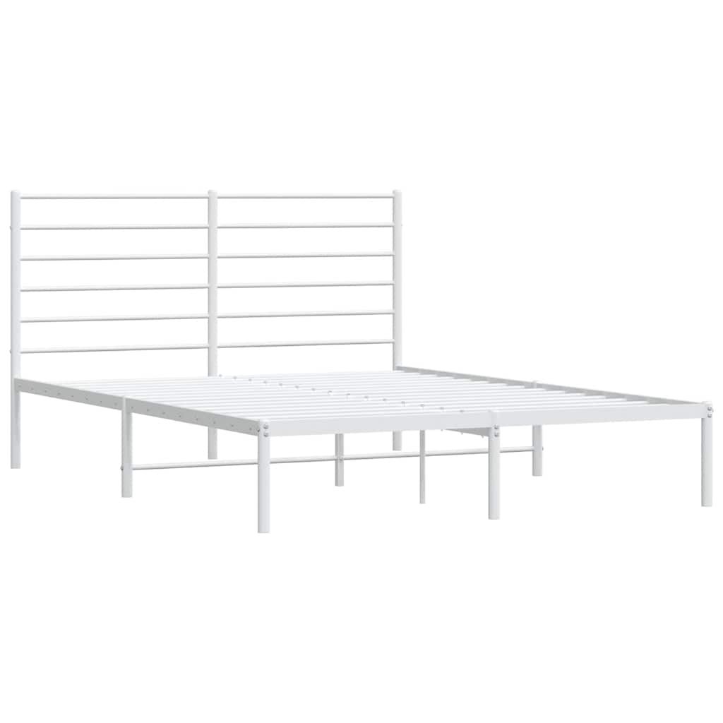 Metal Bed Frame without Mattress with Headboard White 160x200cm