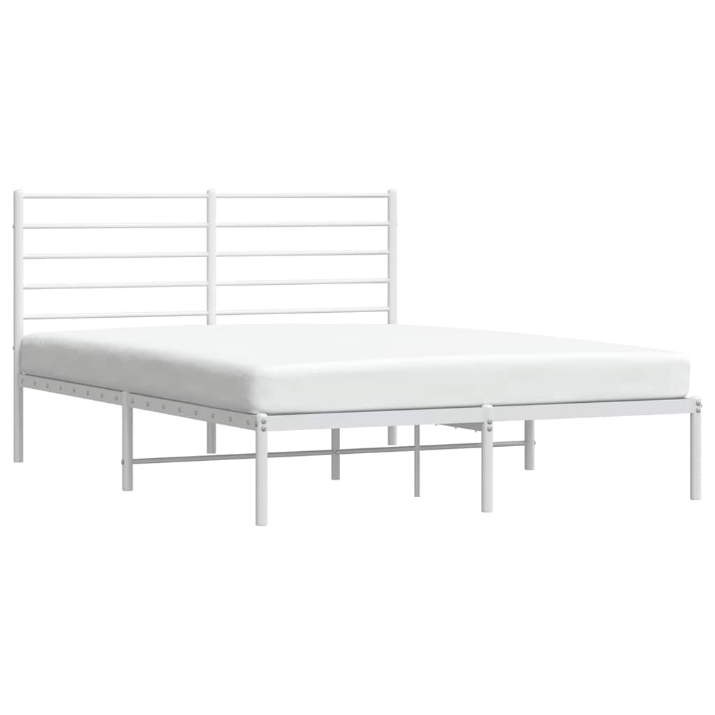 Metal Bed Frame without Mattress with Headboard White 160x200cm
