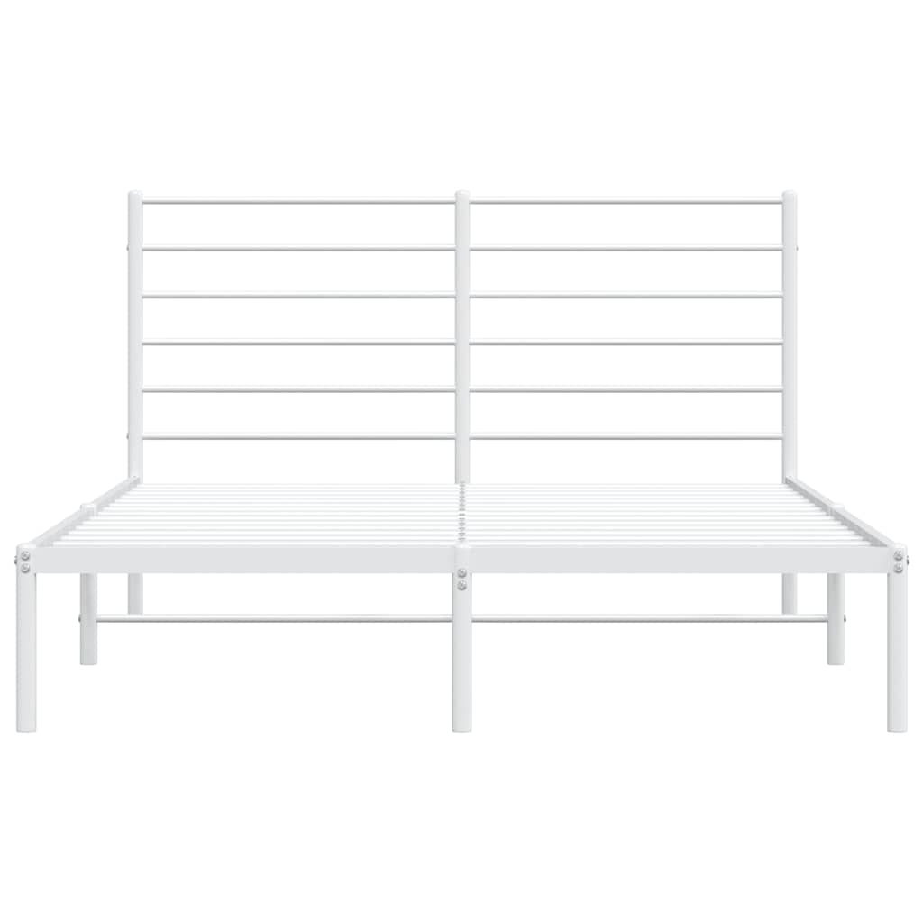 Metal Bed Frame without Mattress with Headboard White 160x200cm