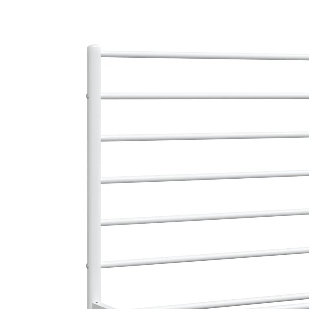 Metal Bed Frame without Mattress with Headboard White 160x200cm