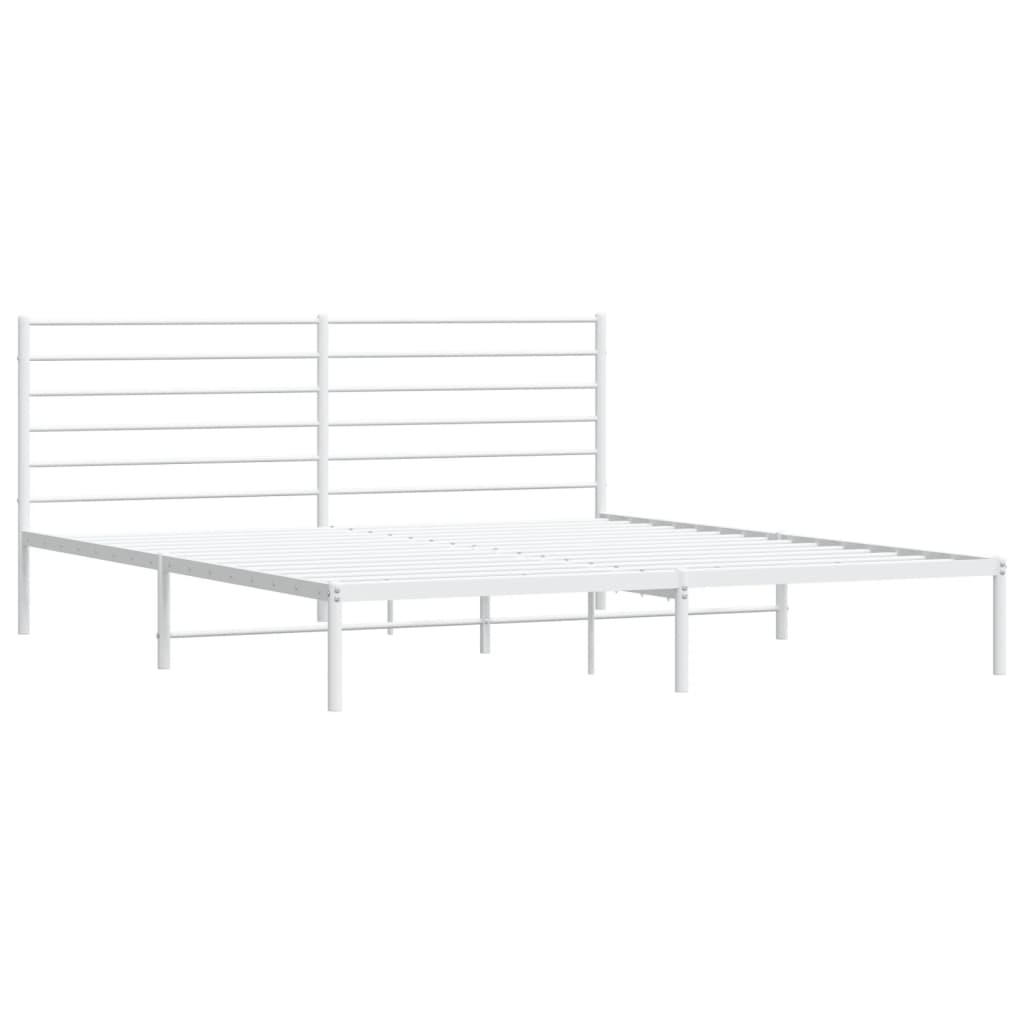Metal Bed Frame without Mattress with Headboard White 180x200cm