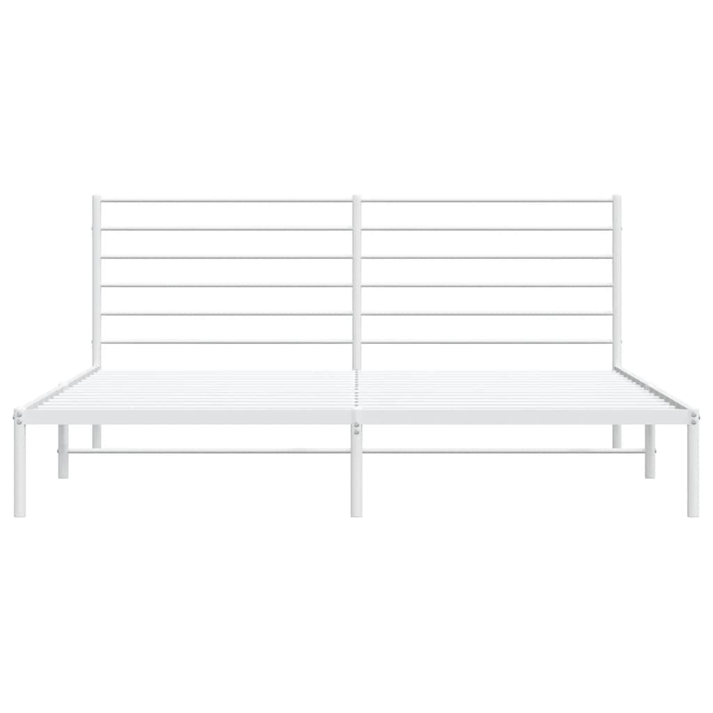 Metal Bed Frame without Mattress with Headboard White 180x200cm