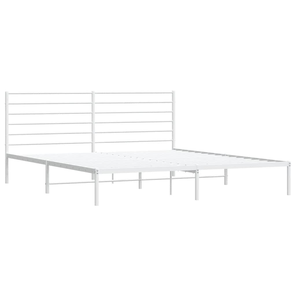 Metal Bed Frame without Mattress with Headboard White 183x213cm