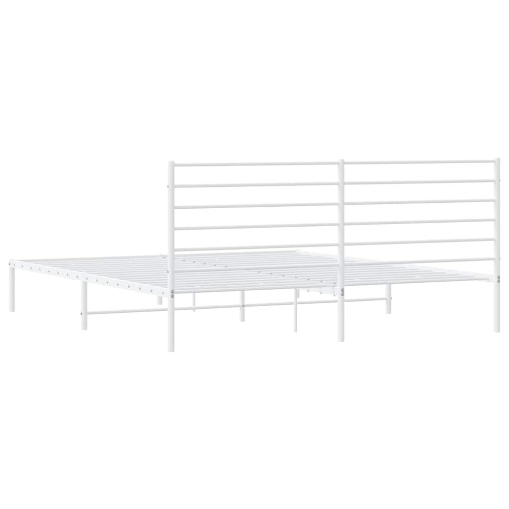 Metal Bed Frame without Mattress with Headboard White 183x213cm