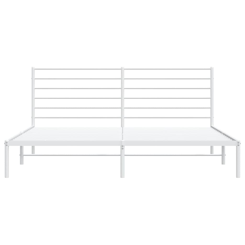 Metal Bed Frame without Mattress with Headboard White 193x203cm