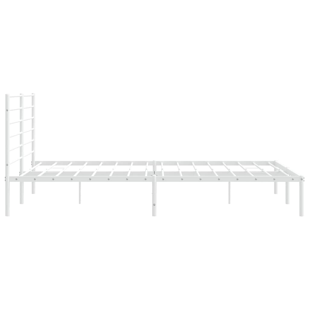 Metal Bed Frame without Mattress with Headboard White 193x203cm