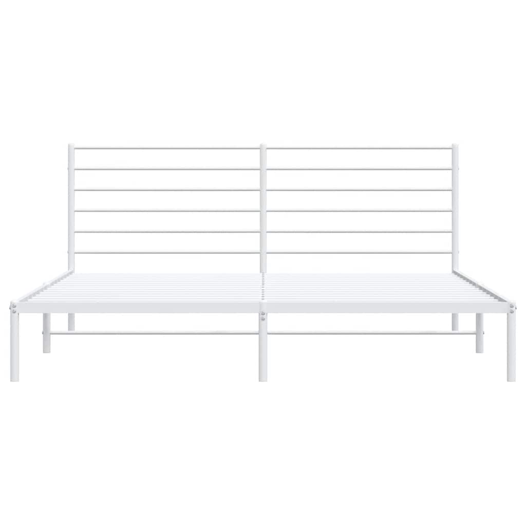 Metal Bed Frame without Mattress with Headboard White 200x200cm