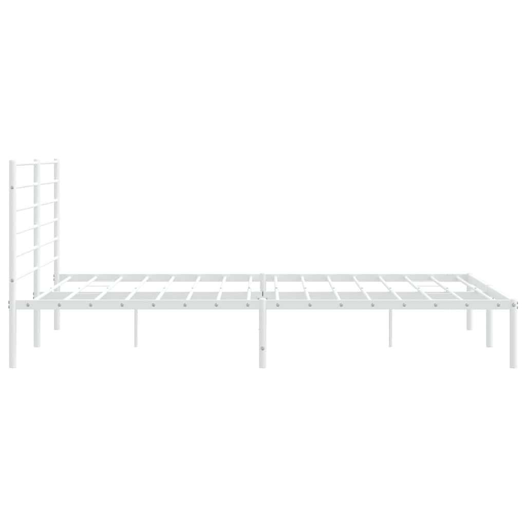 Metal Bed Frame without Mattress with Headboard White 200x200cm