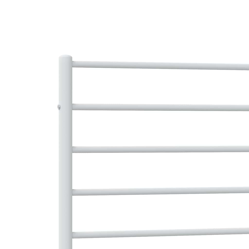Metal Bed Frame without Mattress with Footboard White 75x190cm