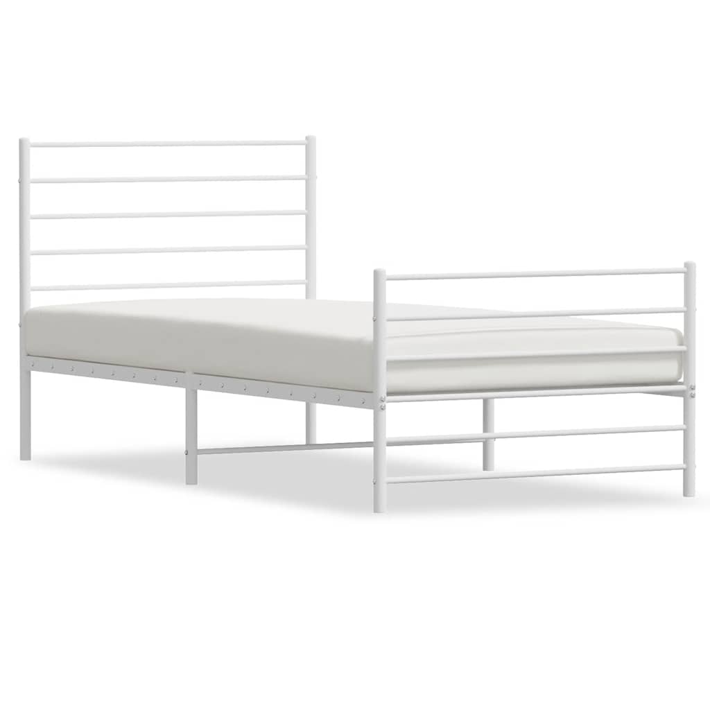 Metal Bed Frame without Mattress with Footboard White 80x200cm