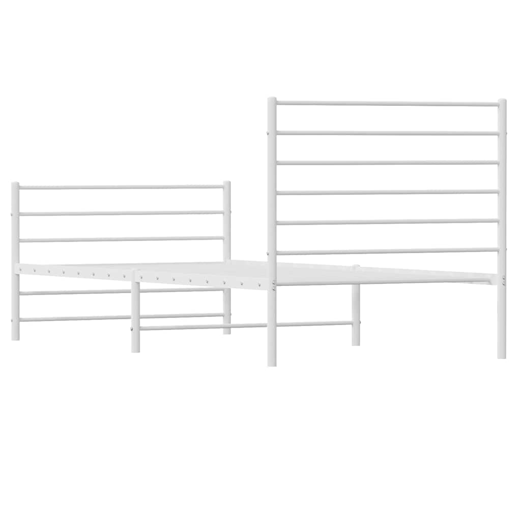 Metal Bed Frame without Mattress with Footboard White 80x200cm