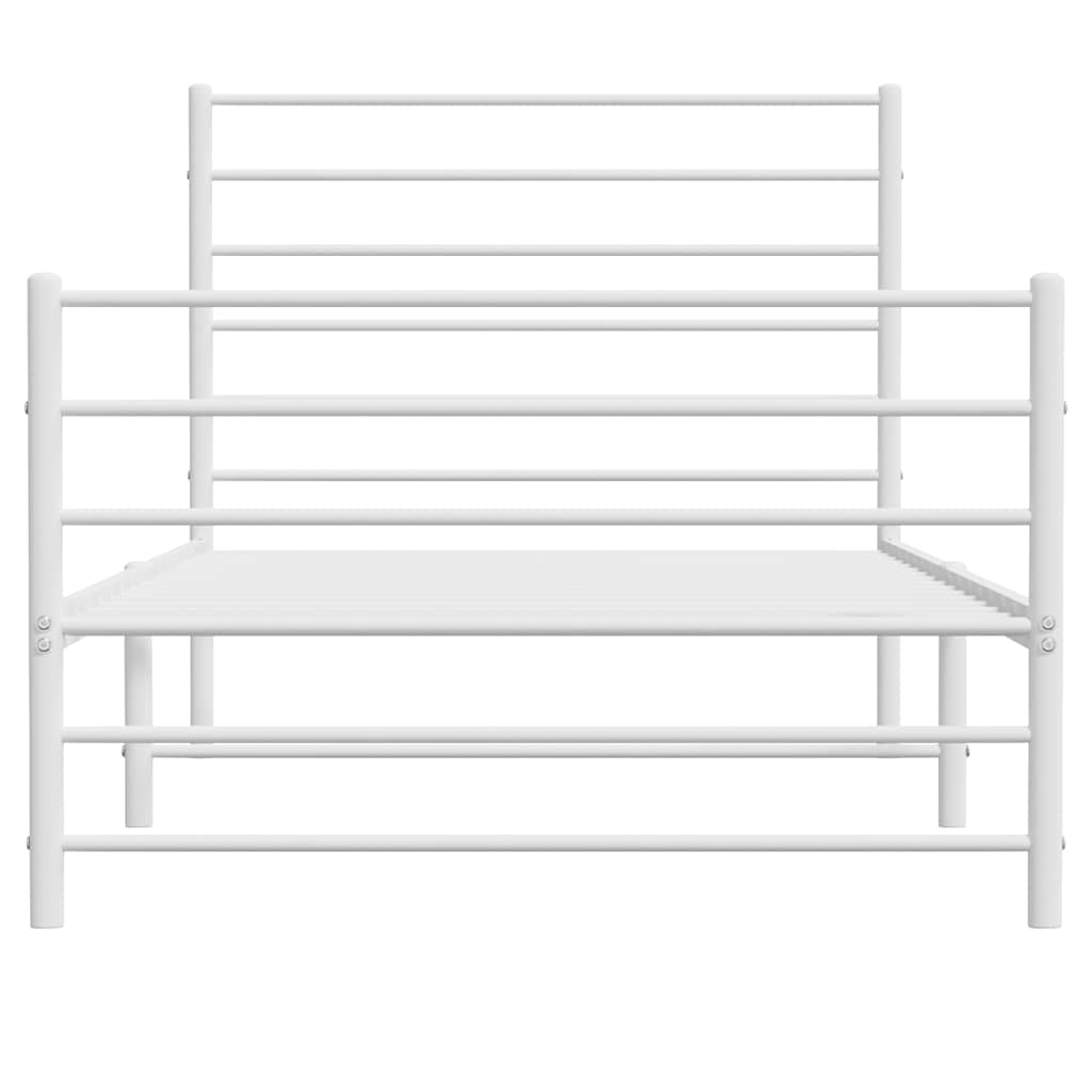 Metal Bed Frame without Mattress with Footboard White 90x200cm