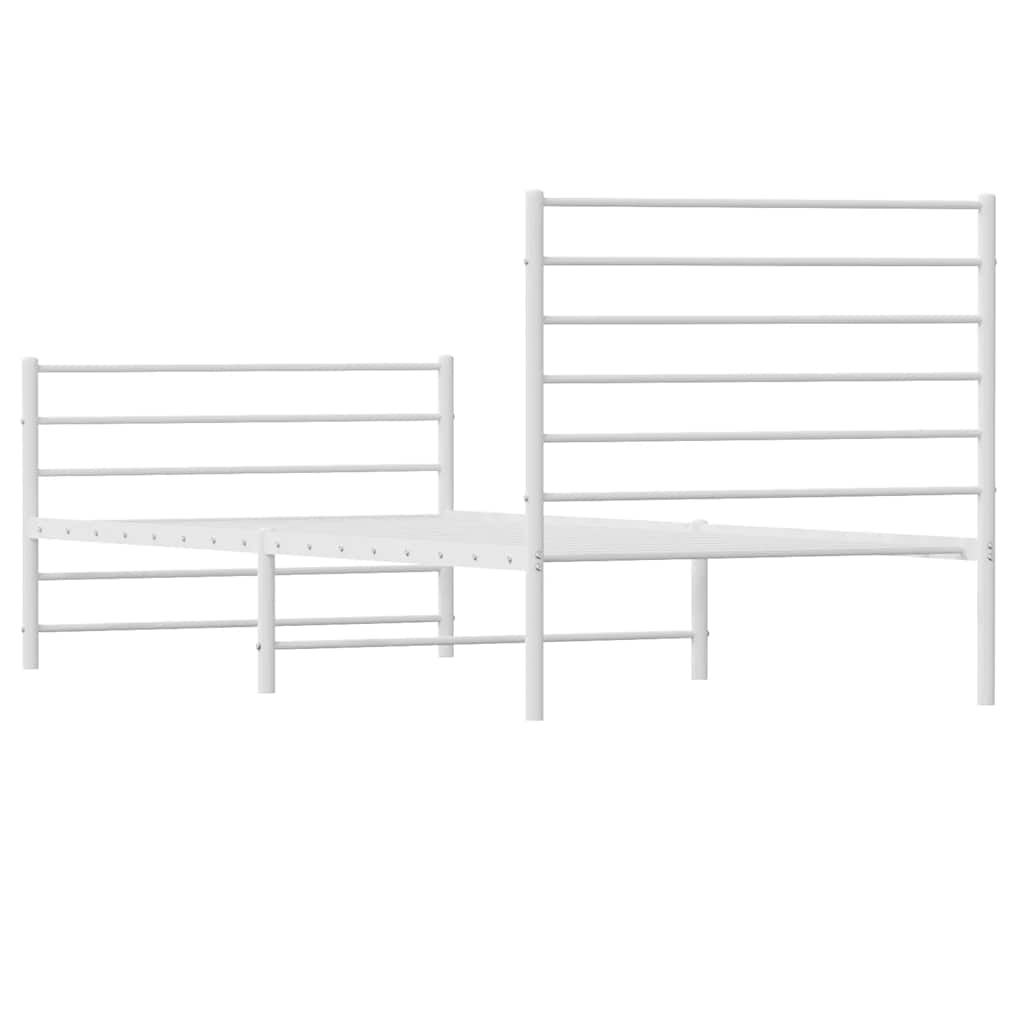 Metal Bed Frame without Mattress with Footboard White 90x200cm