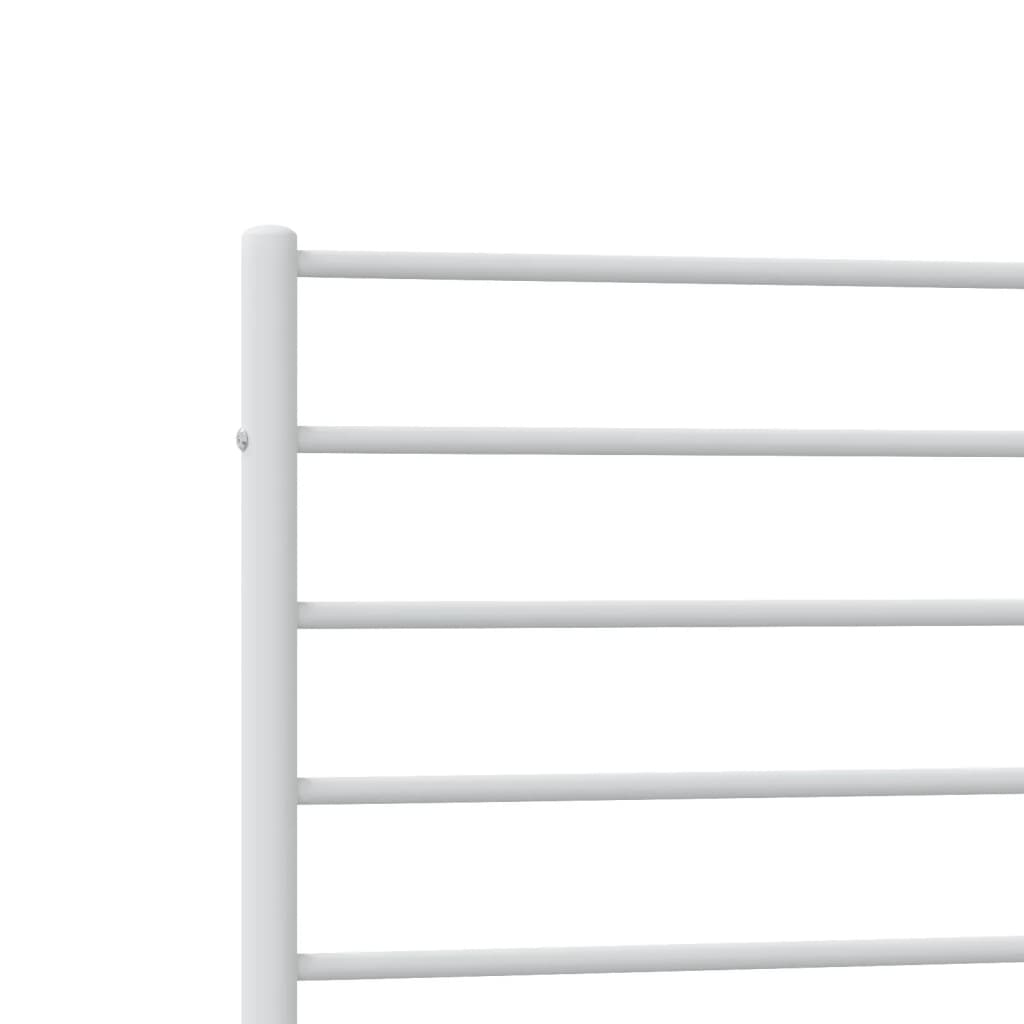 Metal Bed Frame without Mattress with Footboard White 107x203cm