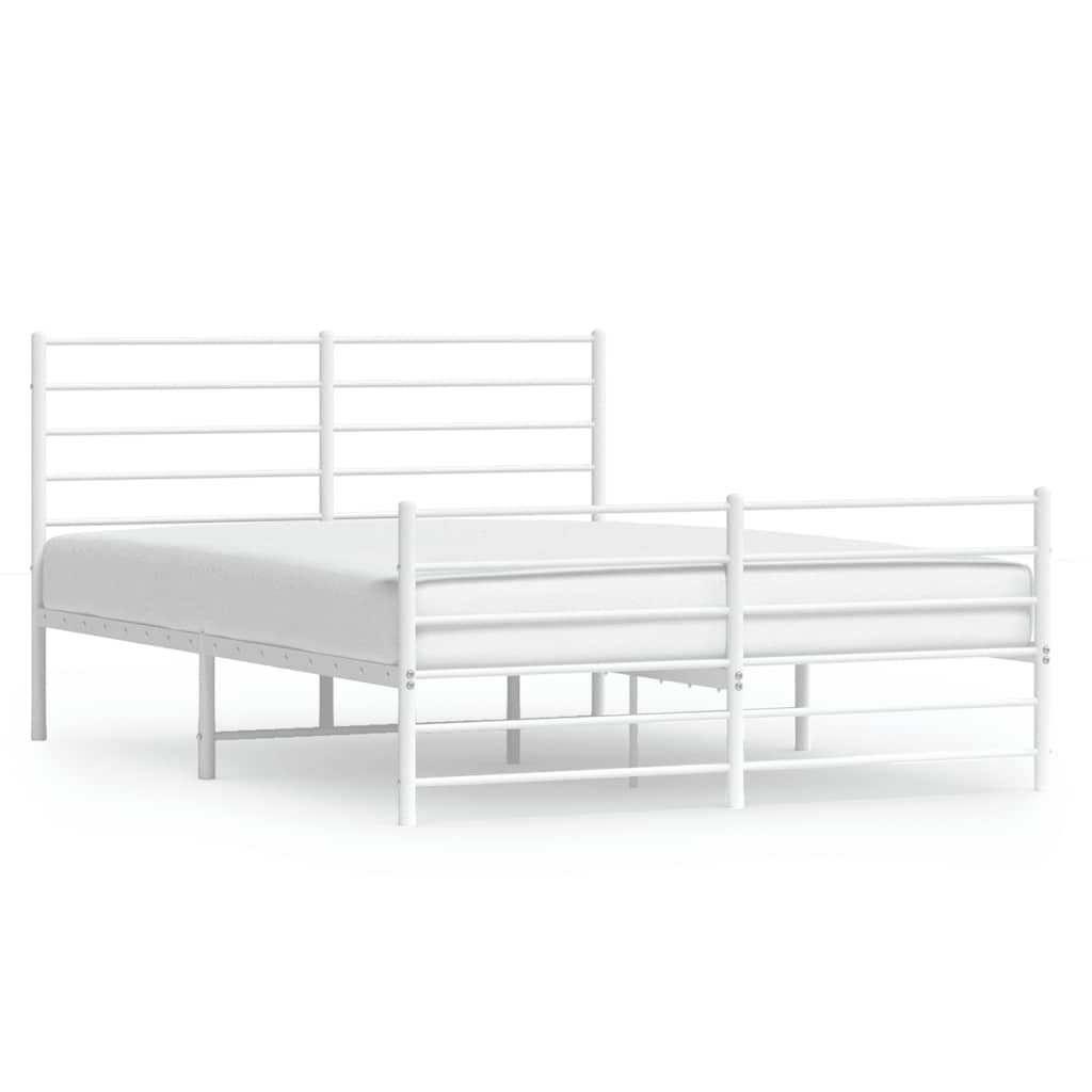 Metal Bed Frame without Mattress with Footboard White 120x190cm