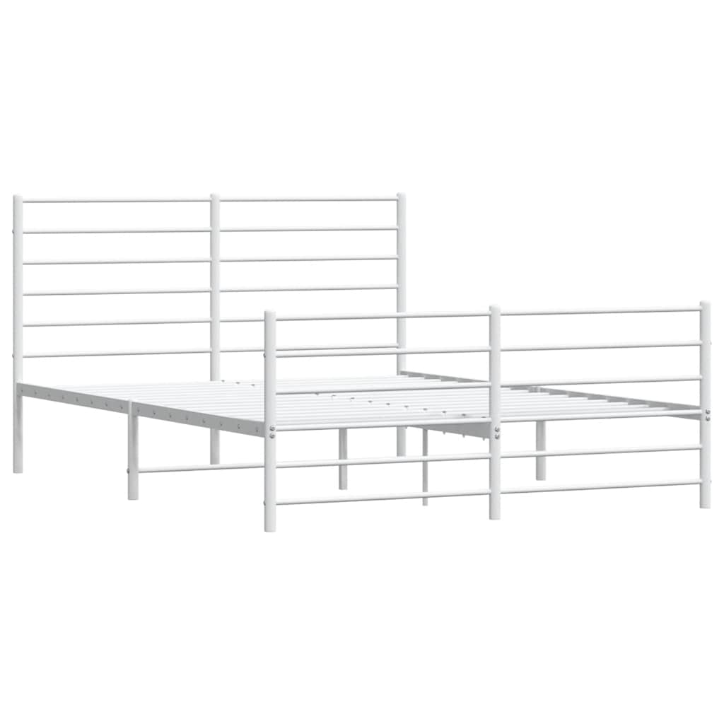 Metal Bed Frame without Mattress with Footboard White 120x190cm